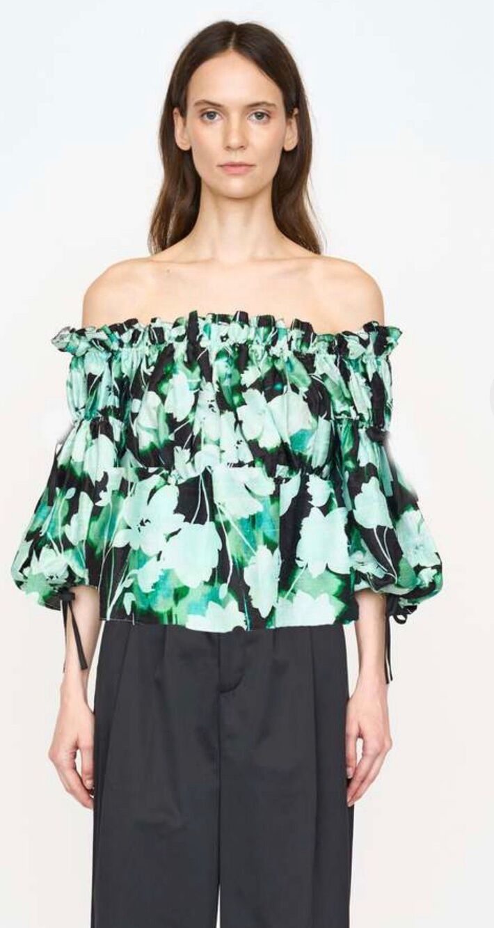 CHRISTY LYNN REGINA TOP - MINT SHADOW FLOWER NWT Size Small